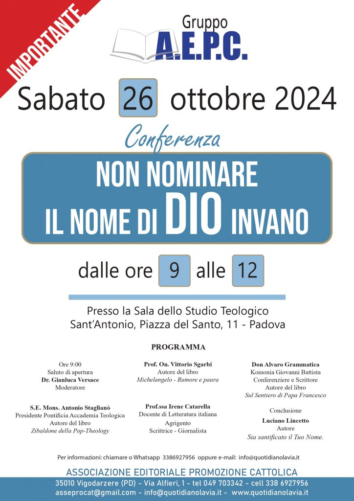 Conferenza: “Non nominare il Nome di Dio invano”