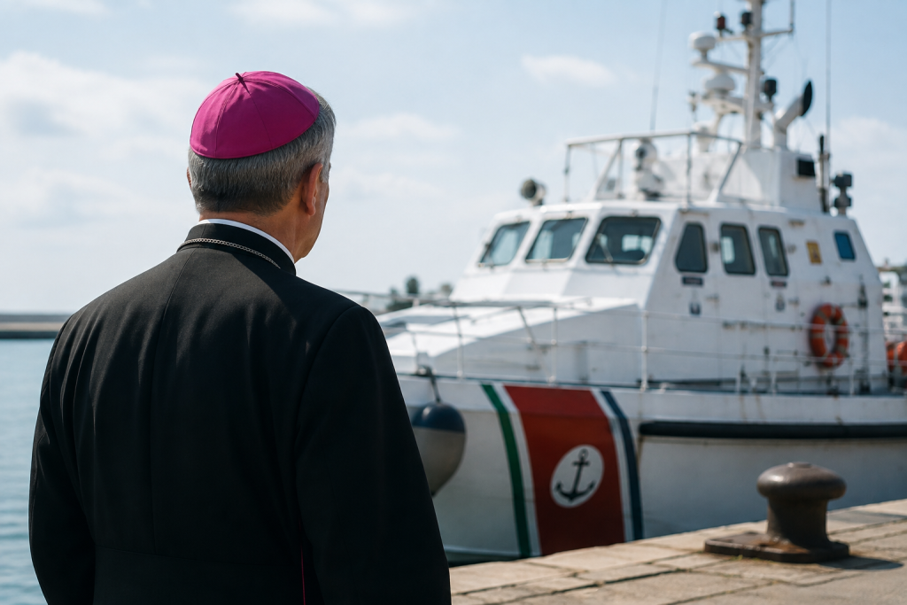 Mons. Cesare Di Pietro alla Guardia Costiera di Roccella Jonica